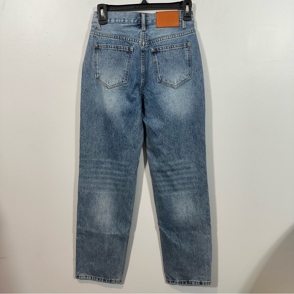 Princess Polly Straight Leg Button Fly Blue Jeans Size 2 - Picture 7 of 10
